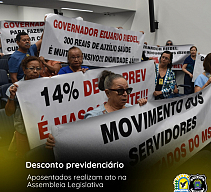 Desconto previdenciÃ¡rio: Aposentados realizam ato na Assembleia Legislativa